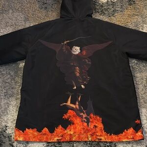 RipNDip Windbreaker Cat Angel Warrior Demon Fire Pit Hell Classical Black Hood